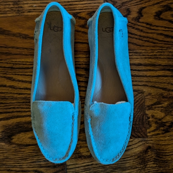 UGG® Flores Driving Loafer Baby Blue Suede Women Size 10 - Picture 1 of 5